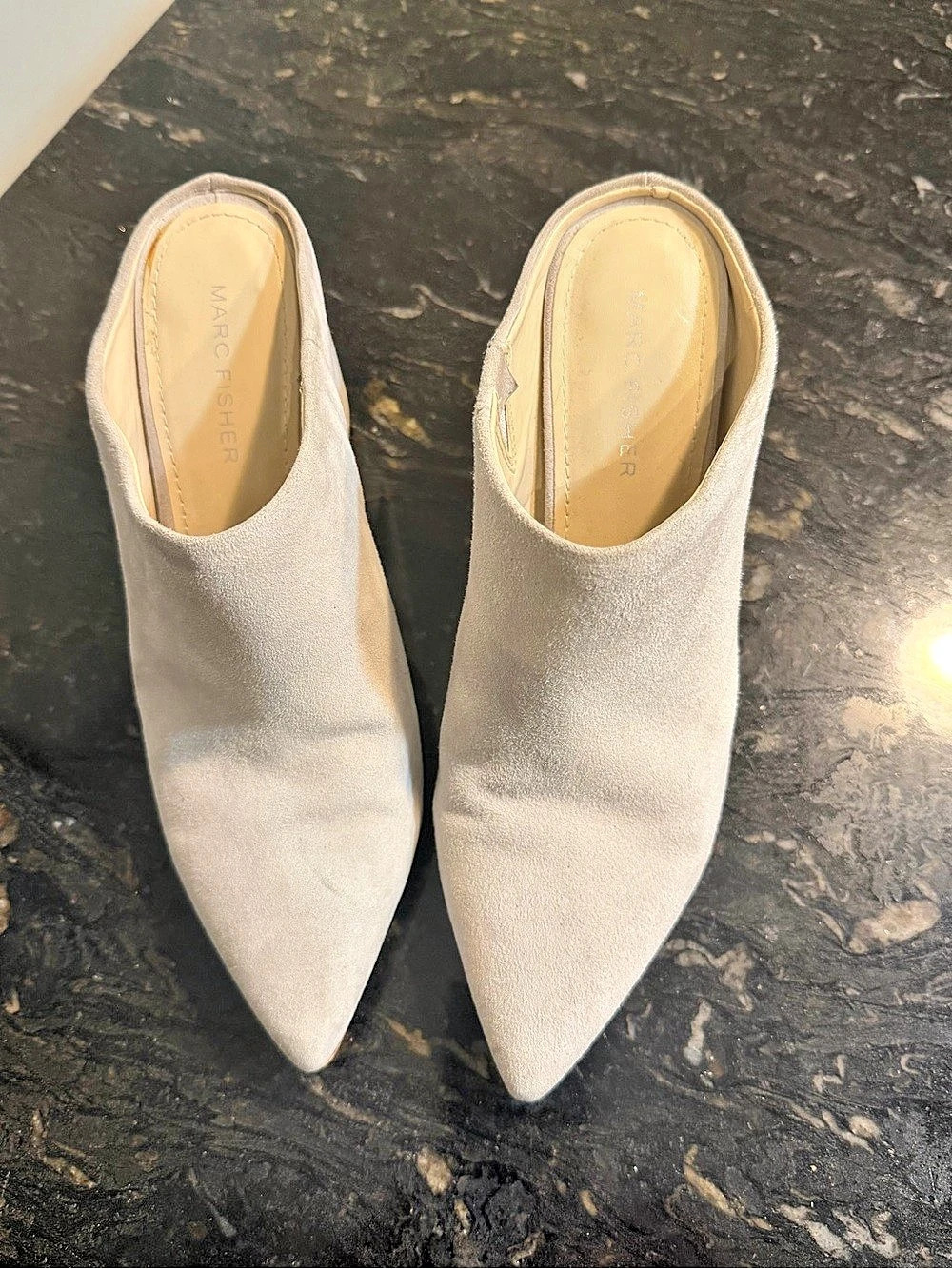 Marc Fisher Alidia Pointed Toe Mules in White